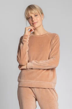 Hot Weurowa buza z reganowyi rękawai - beżowa Bluzy|Odzież Casualowa