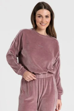 Best Weurowa buza z wyputką - brudny róż Odzież Casualowa|Bluzy