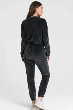 Outlet Weurowa buza z wyputką - grafitowa Odzież Casualowa|Bluzy