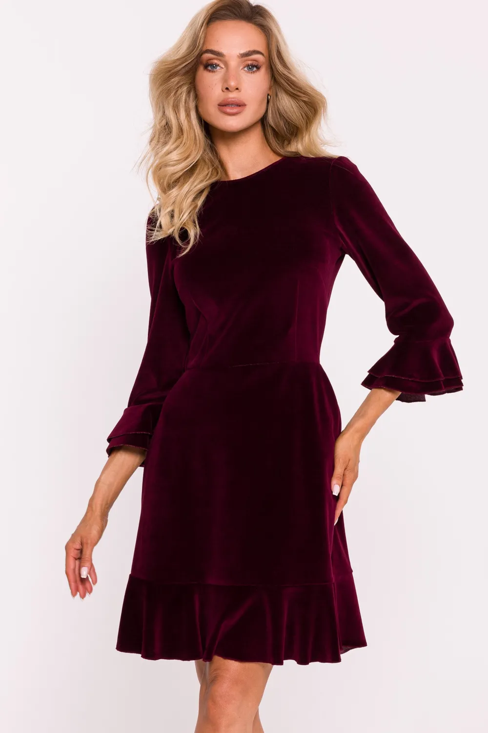 Discount Weurowa ukienka z fabankai - bordowa Odzież Casualowa|Dobry Skład