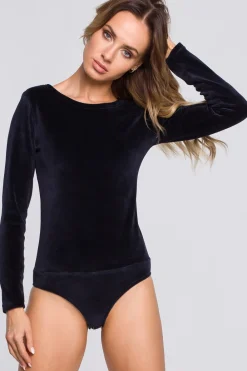 New Weurowe body z długii rękawai - granatowe Body|Dobry Skład