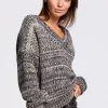 New Wielokolorowy sweter z dekoltem V - szary Swetry