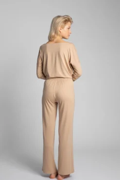 Discount Wikozowa piżaa z buzką i podniai - cappuccino Piżamy|Komplety