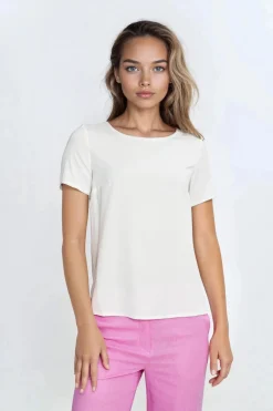 Clearance Wikozowa buzka z krótkii rękawai - ecru Bluzki
