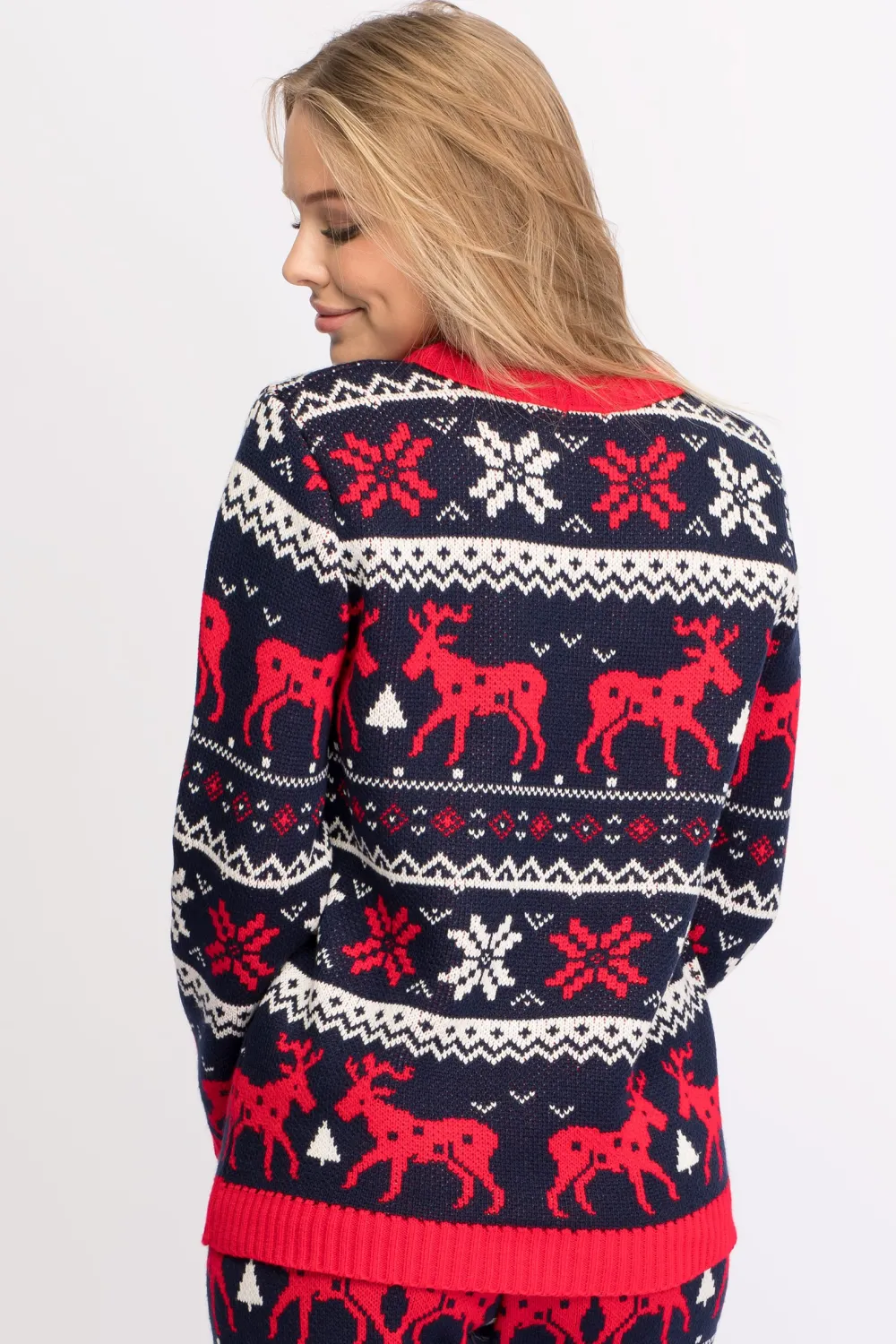 Świąteczny sweter w renifery - granatowy Swetry