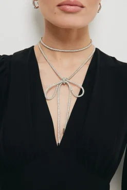 Wiązany naszyjnik typu choker - srebrny Akcesoria