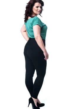 Discount Włokie wyzczupające egginy z wyoki tane - czarne Spodnie|Legginsy
