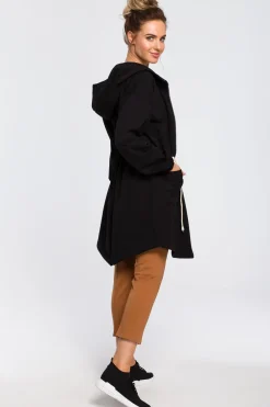 Sale Wygodna bluza typu parka - czarna Bluzy