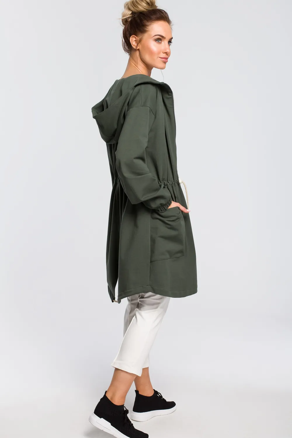 Sale Wygodna bluza typu parka - militarno-zielona Bluzy