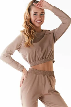 Discount Wygodna buzka ze ściągaczai - beżowa Odzież Casualowa|Dobry Skład