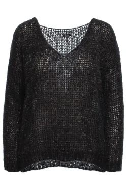 New Wygodny sweter z dużym dekoltem - czarny Swetry