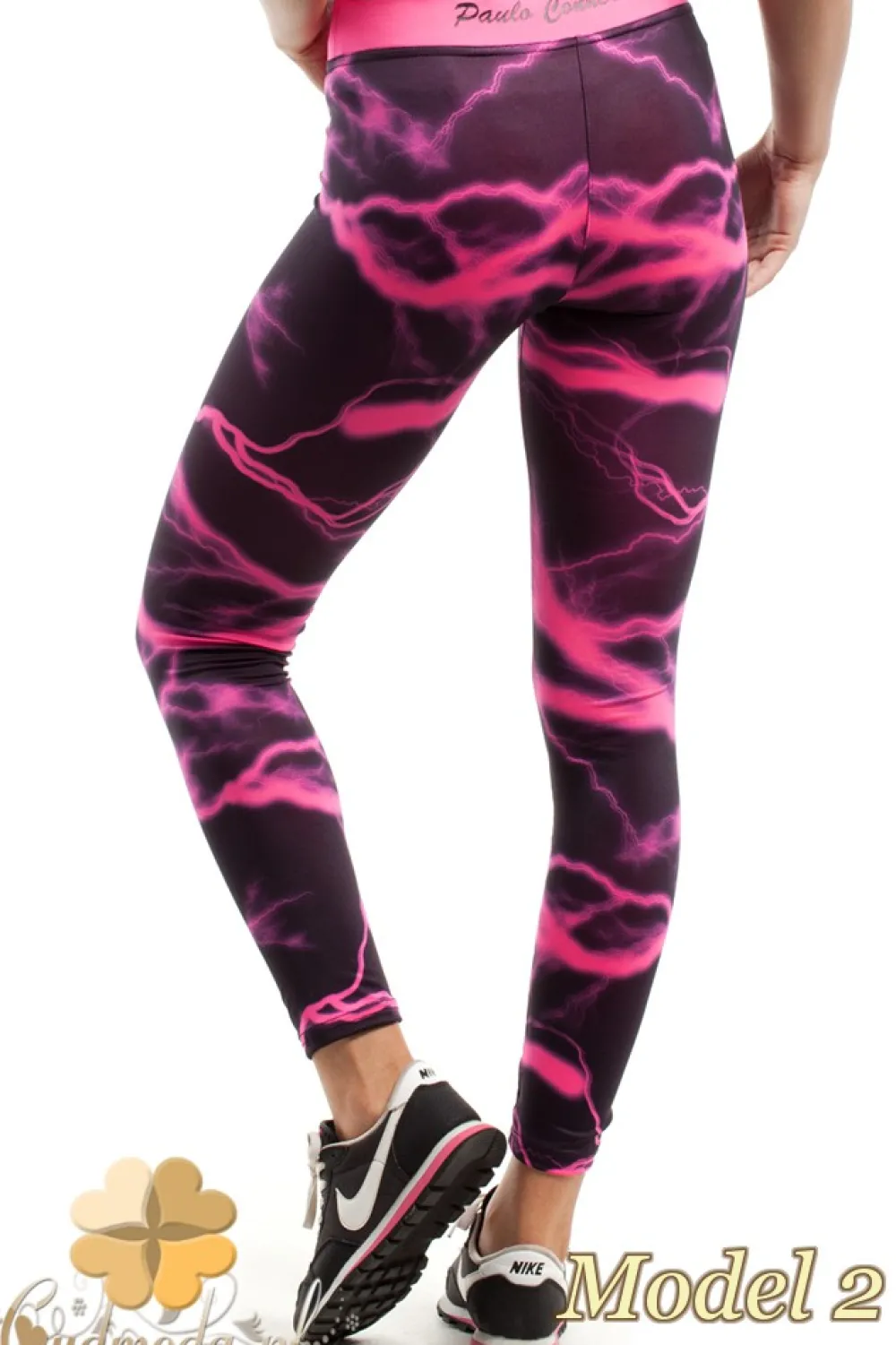 Clearance Wyjątkowe egginy fitne we wzór Legginsy