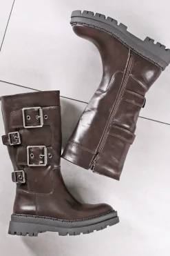 Outlet Wysokie buty Baylon - brązowe Kozaki|Botki