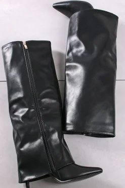 Sale Wysokie buty na cienkim obcasie Maleeka - czarne Kozaki|Botki