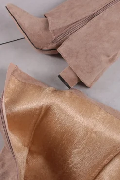 Best Wysokie buty na grubym obcasie Jacinta - jasnobeżowe Kozaki|Botki