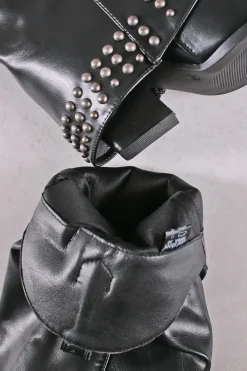 Wysokie buty z ćwiekami Allie - czarne Kozaki|Botki