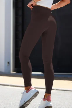 Best Wyzczupające egginy z wyoki tane - czekoadowe Legginsy|Odzież Casualowa