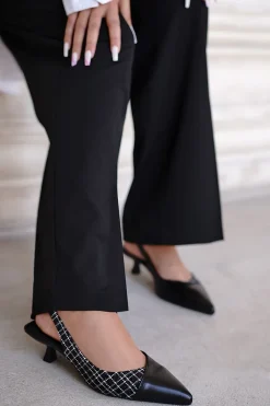 New Wzorzyste czółenka na cienkim obcasie Olivia - czarne Czółenka|Buty