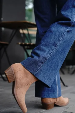Clearance Zamszowe buty do kostek na grubym obcasie Arumia - brązowe Botki