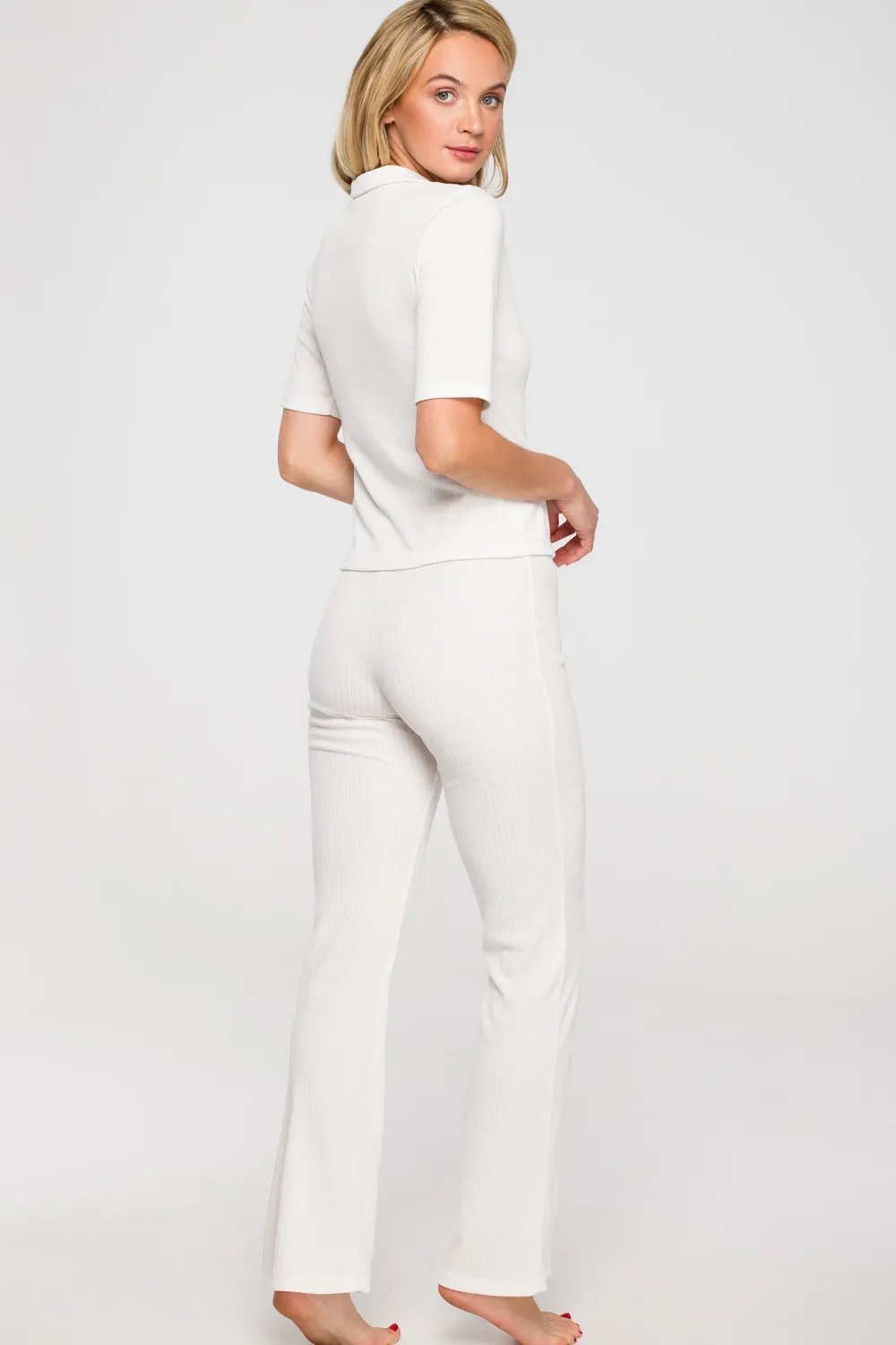 Outlet Zapinana buzka z krótki rękawe - ecru Odzież Casualowa|Bluzki