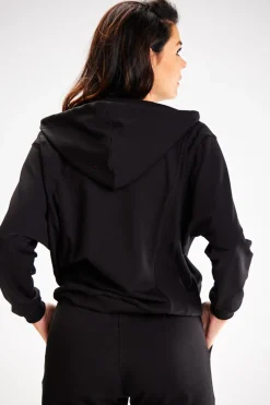Online Zauwana buza daka z kapture - czarna Odzież Casualowa|Bluzy