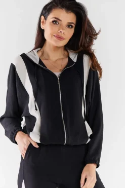 Online Zauwana buza daka z kapture - czarno-beżowa Odzież Casualowa|Bluzy