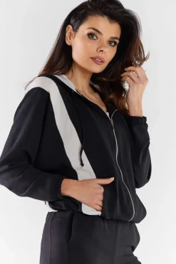 Online Zauwana buza daka z kapture - czarno-beżowa Odzież Casualowa|Bluzy