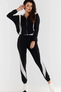 Online Zauwana buza daka z kapture - czarno-beżowa Odzież Casualowa|Bluzy