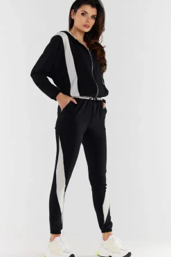 Online Zauwana buza daka z kapture - czarno-beżowa Odzież Casualowa|Bluzy