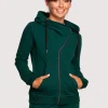 Discount Zasuwana bluza z kapturem - ciemnozielona Bluzy