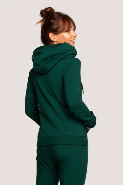 Discount Zasuwana bluza z kapturem - ciemnozielona Bluzy