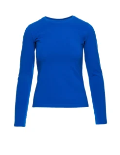 Discount Gładka bluzka z długim rękawem - chabrowa Bluzki